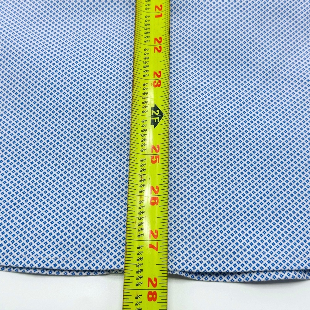 Twillory Untuckable Mens Blue White Geometric Tailored Fit Shirt Size M - Picture 8 of 9